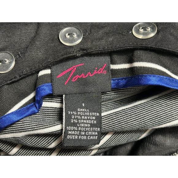 Torrid Knit Blazer Jacket Womens Size 1X Black White Stripe Hooded - Picture 3 of 6